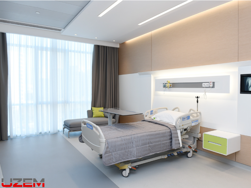 Azerbaycan Bakü Bone Dea Hospital hasta odası PVC zemin kaplama – vinil hastane döşeme uygulaması