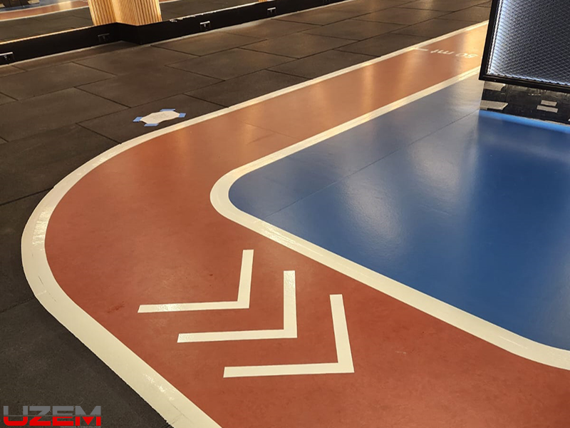 DenizBank Zincirlikuyu Genel Müdürlük epoksi zemin boyama – renkli ofis koridor zemin uygulaması