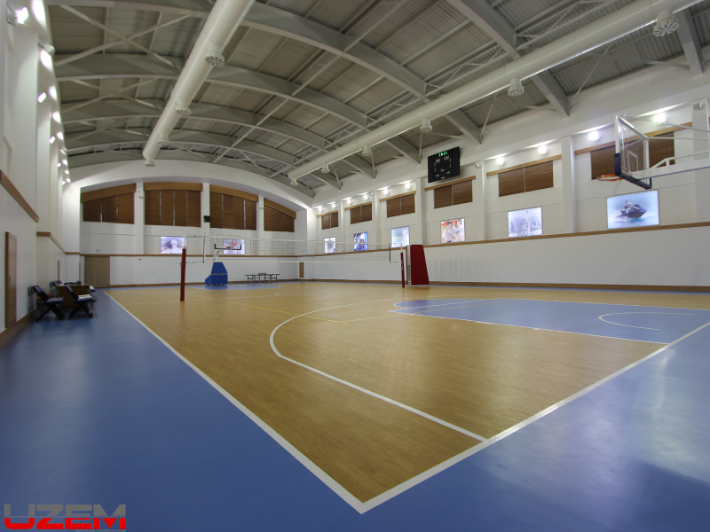 Türkmenistan Aşkabat Olimpiyatları basketbol salonu PVC ve kauçuk zemin kaplama – spor salonu döşeme uygulaması