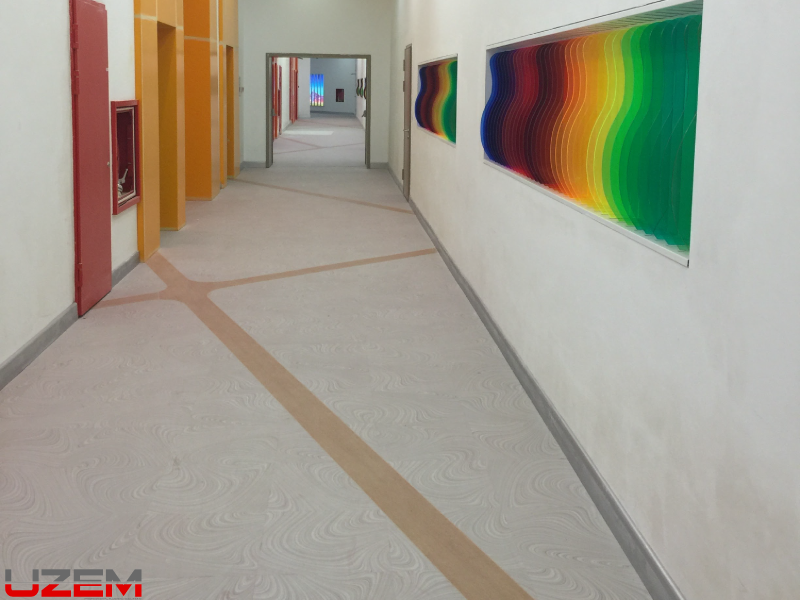 Türkmenistan Aşkabat Olimpiyatları koridor PVC zemin kaplama – okul ve spor tesisi zemin uygulaması