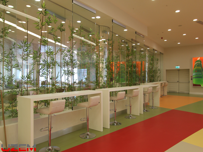 Türkmenistan Aşkabat Olimpiyatları dinlenme alanı PVC zemin kaplama – modern iç mekan döşeme uygulaması